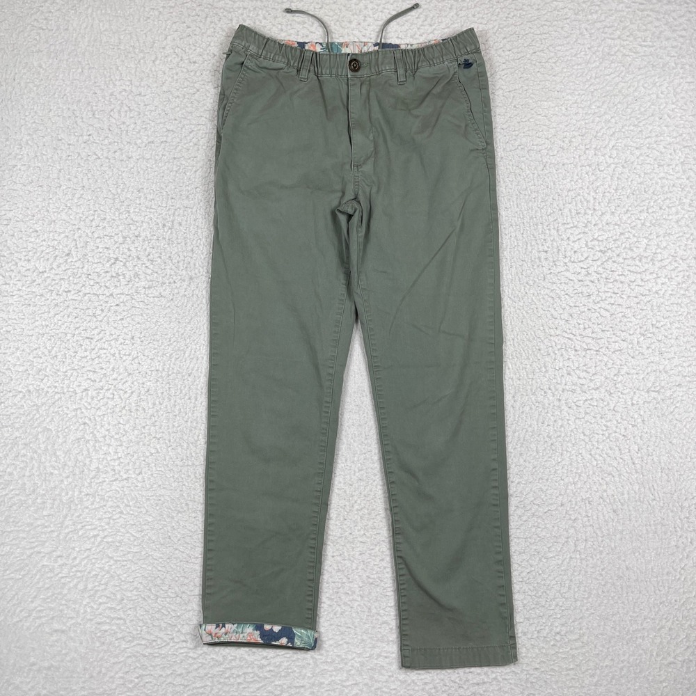 Chubbies Chino Pants Mens Medium Olive Green Tropical Floral Regular Fit Casual